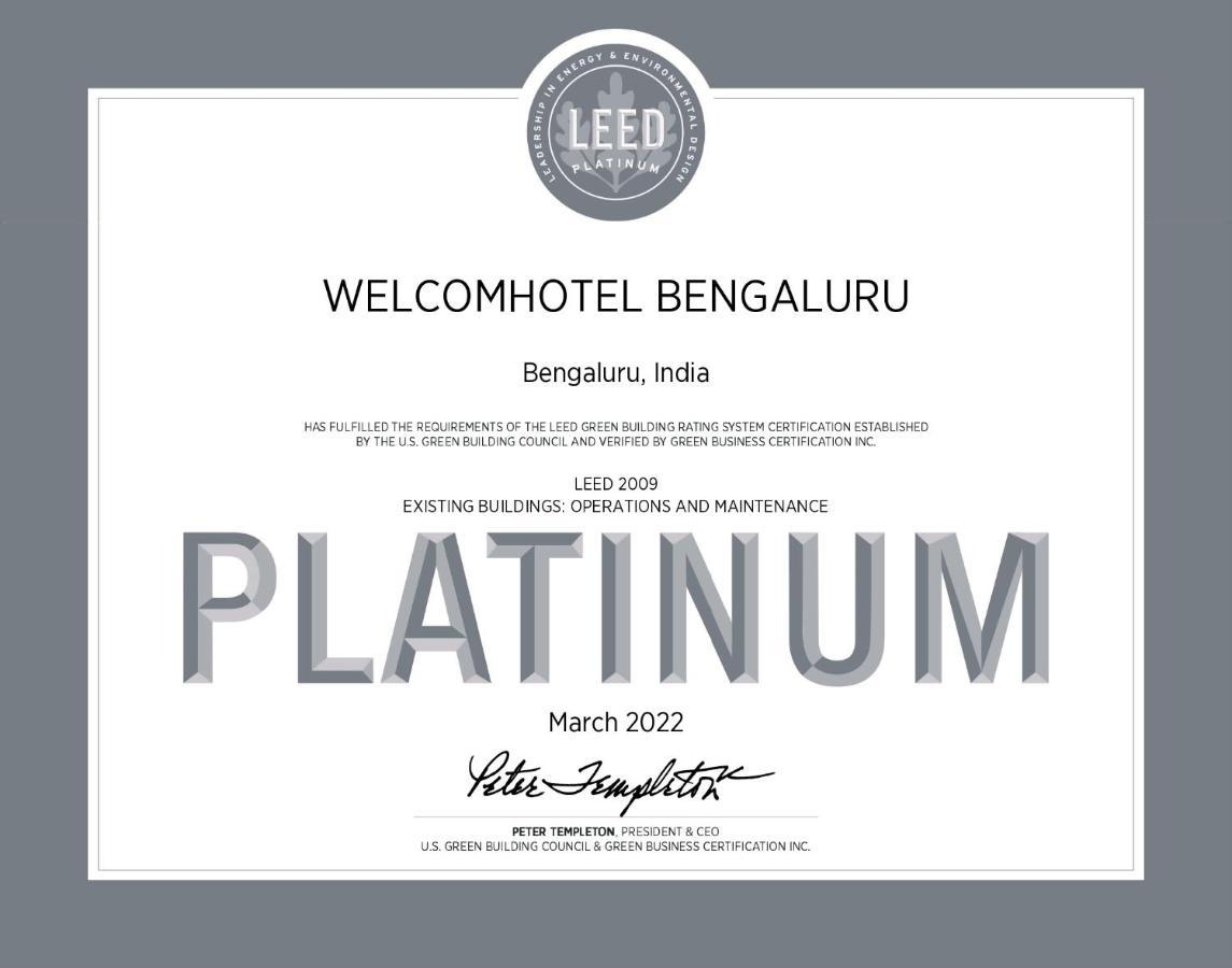 웰컴호텔 벵갈루루 외부 사진 Platinum Certificate