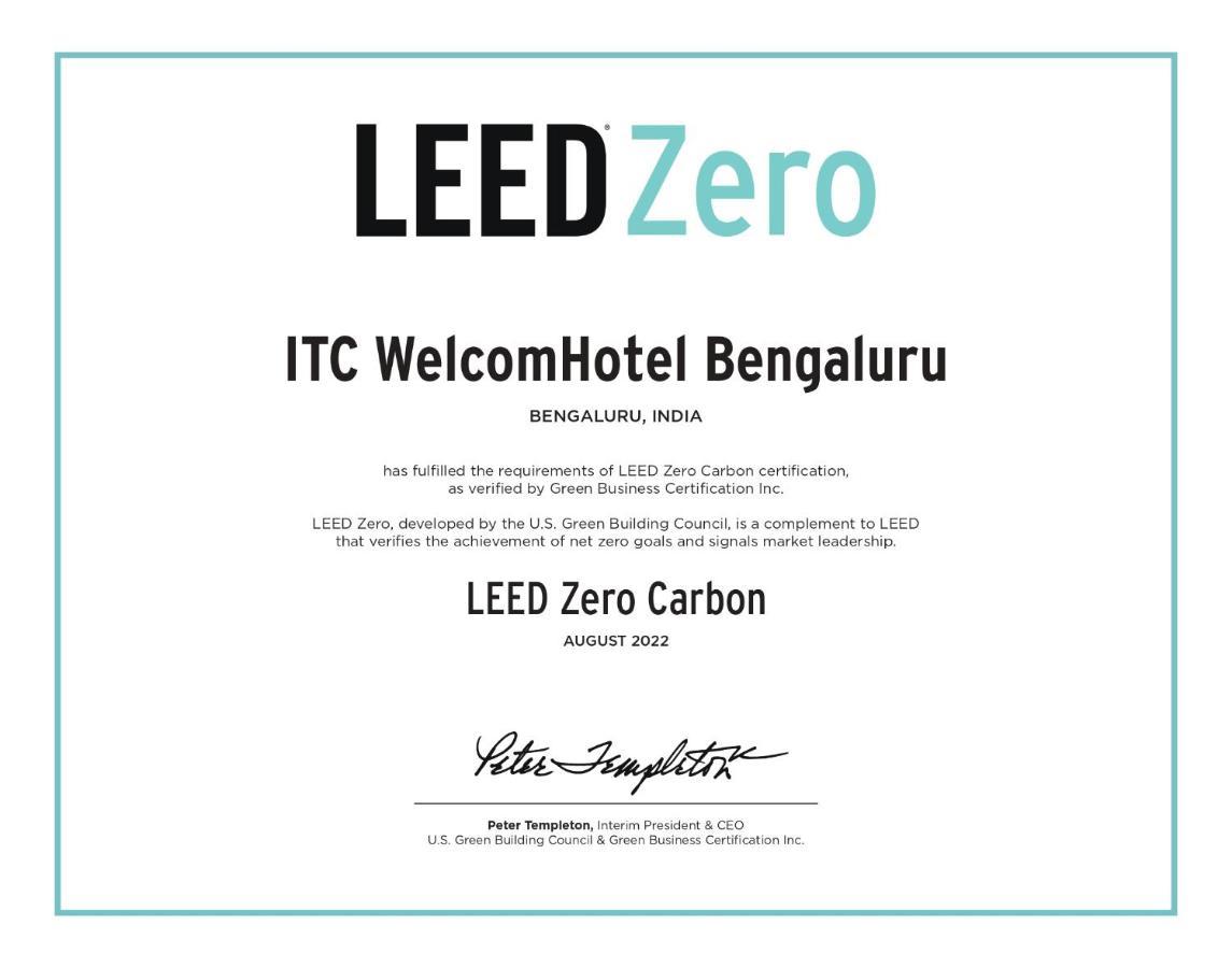 웰컴호텔 벵갈루루 외부 사진 A LEED Zero certificate